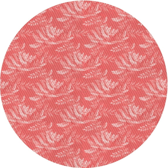 Ahgly Company Indoor Round Patterned Fire Engine Red Area Rugs, 7' Round