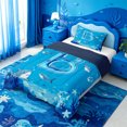thumbnail image 2 of meiyoeat Ocean Wave Initial B Twin Comforter Sets For Boys,Kawaii Shark Water Monogram Art Bedding Set,Navy Blue Reversible,2-Piece,1 Comforter and 1 Pillowcase, 2 of 7