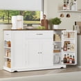 thumbnail image 1 of Homfa Kitchen Island with Wheels & Adjustable Shelf, 2 Drawer Modern Buffet Cabinet Sideboard Coffee Bar for Dining Room Living Room, White, 1 of 8