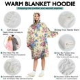 thumbnail image 5 of Wearable Oversized Blanket,Pioneer Flower Floral Print Pattern Wearable Blanket Hoodie for Adults,Cozy Hooded Blankets with Super Pockets,Super Warm Fuzzy Pullover for Women & Men, 5 of 6