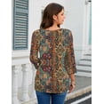 thumbnail image 3 of Zeagoo Women's Blouse 3/4 Length Sleeve V Neck Dressy Floral Tunic Top Soft Lightweight Summer Tees Business Casual Work Tops, 3 of 7