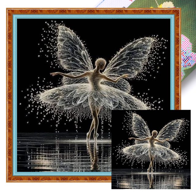 Hilo Algodón Ecológico Bordado Arte Punto Cruz Impreso Hadas 11CT 45x45cm