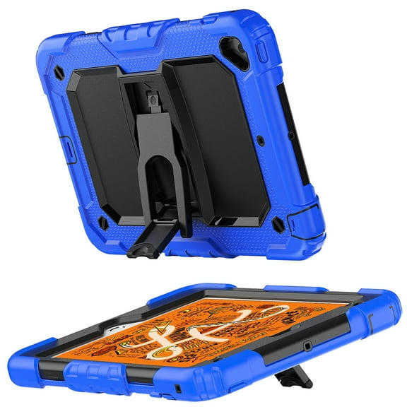 Case For Apple iPad Mini 5 (2019), iPad Mini 4 (2015) Heavy Duty Full Body 2in1 Rugged Shockproof Protective Tablet Kickstand Tablet Cover [ Black / Blue ]
