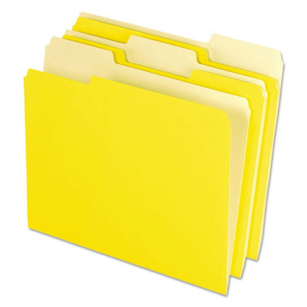 Interior File Folders, 1/3-Cut Tabs, Letter Size, Yellow, 100/box | Bundle of 5 Boxes