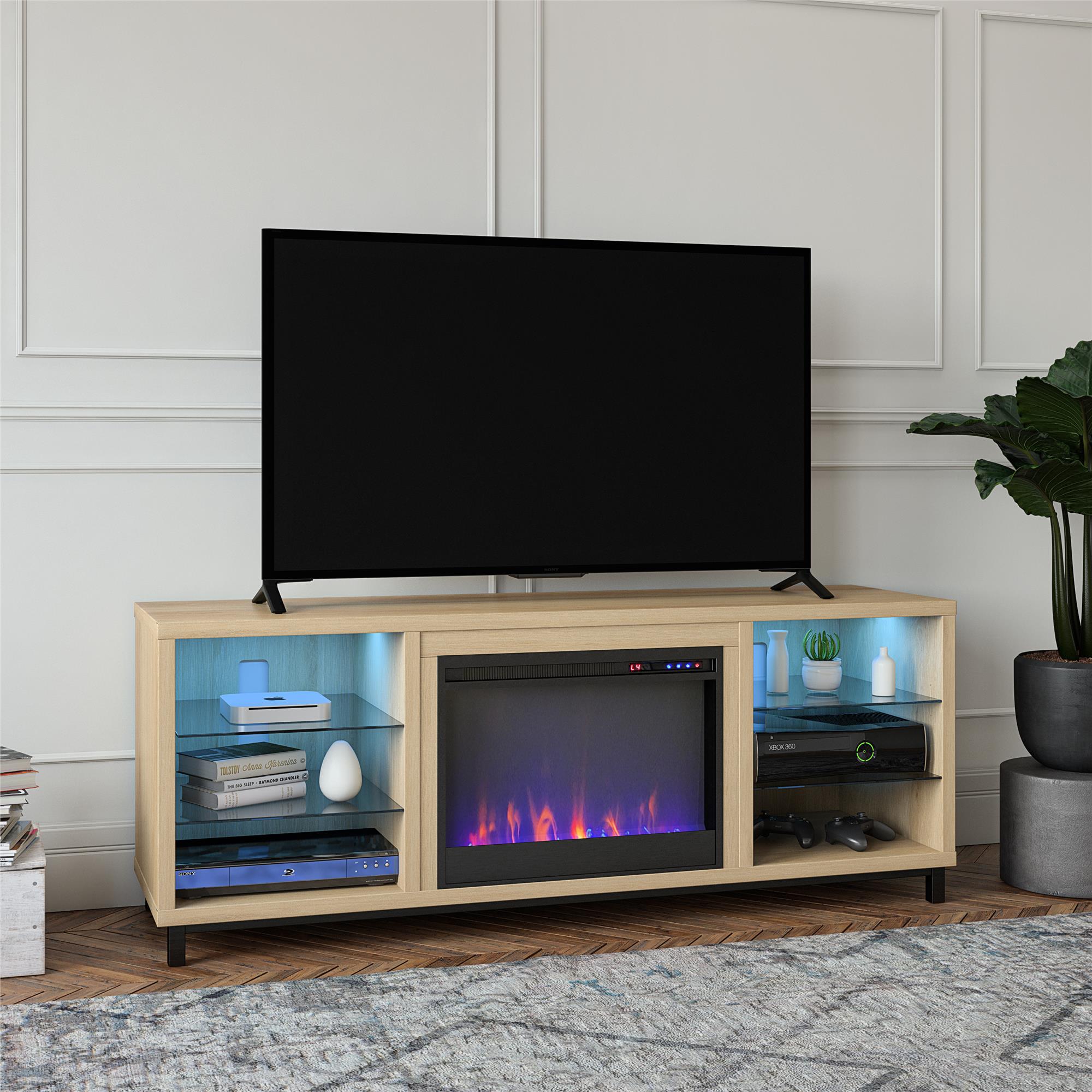 Ameriwood Home Lumina Deluxe Fireplace TV Stand for TVs up to 70", Blonde Oak - image 2 of 20
