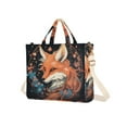 thumbnail image 2 of Fox Flowers Floral Circle Corduroy Tote Bag Handbag Large Messenger Bag Shoulder Crossbody Zipper Bag Purse, 2 of 8