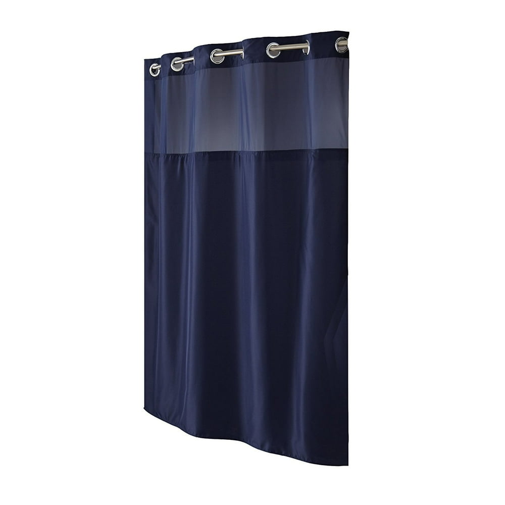 Hookless Navy Mystery Polyester Shower Curtain