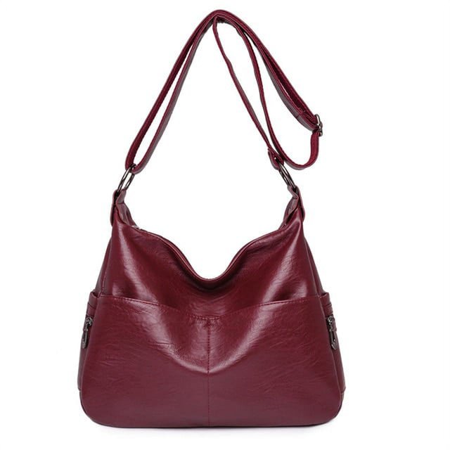 LinYooLi Soft PU Leather Large Capacity Women Shoulder Bag Solid Color Elegant Messenger Bag Female Simple Wild Style Handbags Sac