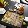 thumbnail image 3 of Sunflower Placemats Set of 12, Farmhouse Floral Bee Brown Vintage Wood Grain Placemats for Dining Table, Place Mats for Kitchen Tabletop, Waterproof Wipeable Dining Table Mats Set, 3 of 9