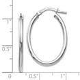 thumbnail image 2 of 17mm 14k White Gold Polished Oval Hinged Hoop Earrings 26mm long 2mm Thick Hoop Earring for Women, 2 of 2