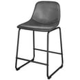 thumbnail image 4 of 24 inch Commercial Grade PU Leather Bar Stools Counter Height Stools with Back in Gray, Set of 4, 4 of 7