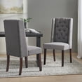 thumbnail image 2 of GDF Studio Apaloosa Contemporary Tufted Dining Chairs, Set of 2, Dark Gray Fabric and Brown, 2 of 9
