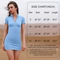 thumbnail image 3 of OQQ Women's 2 Piece Dresses Sexy Ribbed Zip Front Short Sleeve Stretch Tops Mini Dress, 3 of 7