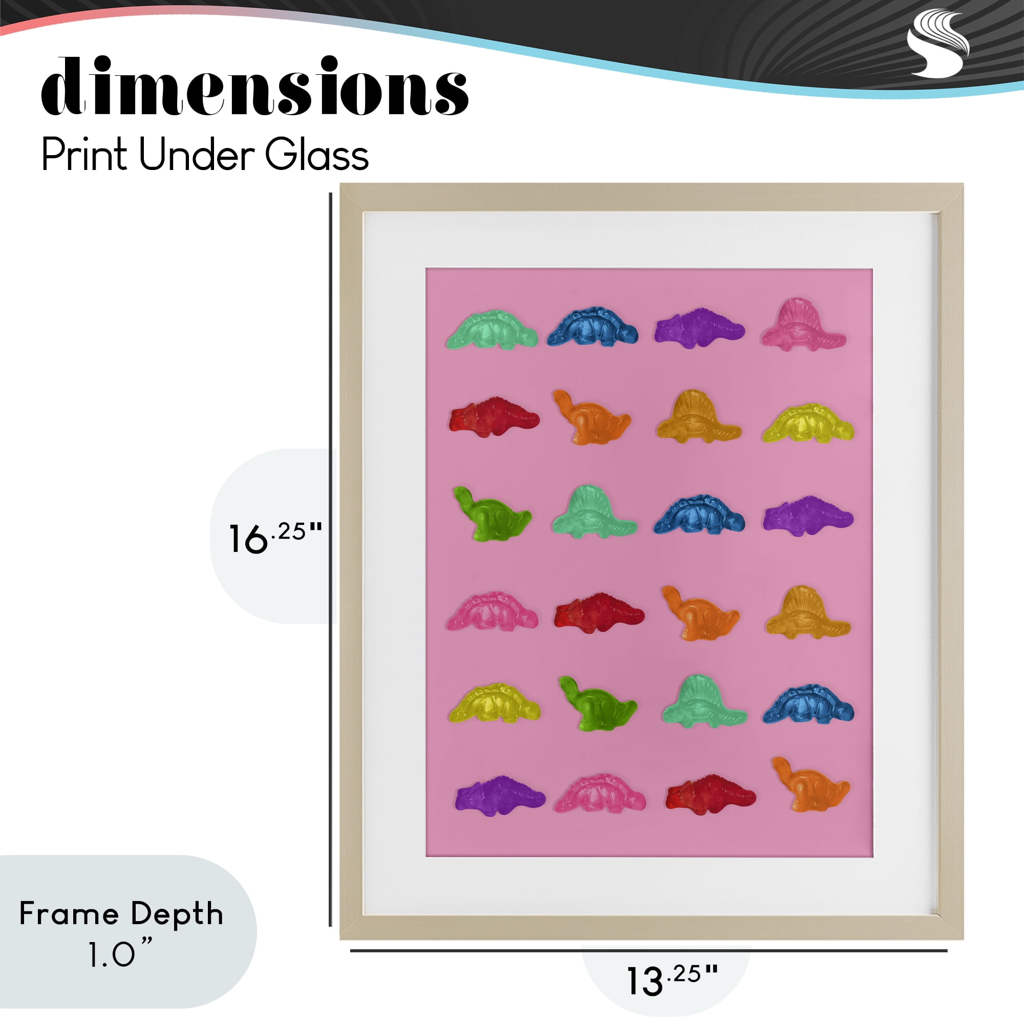 Stupell Industries Dinosaur Gummies on Pink Birch Framed Print Under Glass, design by LISH Creative