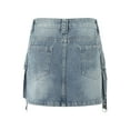 thumbnail image 6 of vigerkar Women Denim Cargo Skirt Y2K Vintage Low Waist Button Bodycon Mini Jean Skirt Trendy Going Out Streetwear with Pockets Dark Blue, XL, 6 of 9