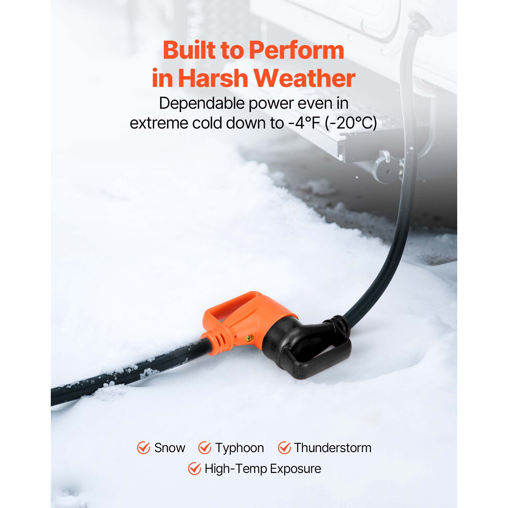 KFFKFF 100 FT RV Extension Cord, 50 Amp, 125V 7500W Durable STW 6/3 + 8/1 Gauge Wire, NEMA 14-50P Male to NEMA 14-50R Female Plug, Includes LED Indicator, Handle, and 15A Adapter, Suitable for RVs