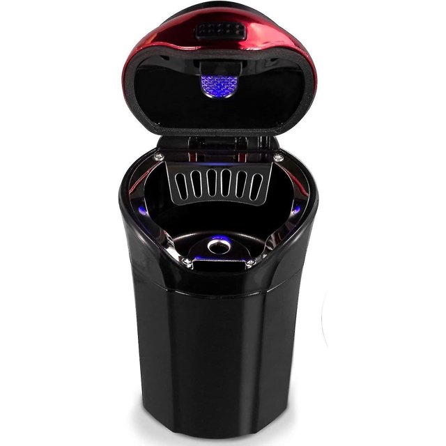 Cenicero para automóvil, Cenicero para automóvil iluminado desmontable, Cenicero para automóvil con indicador de luz LED azul para automóvil, hogar, oficina y viajes