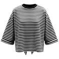 thumbnail image 5 of Womens Tops 2026 Striped Tie Back Short Sleeve T Shirts Crewneck Casual Loose Basic Tee Summer Outfits, 5 of 9
