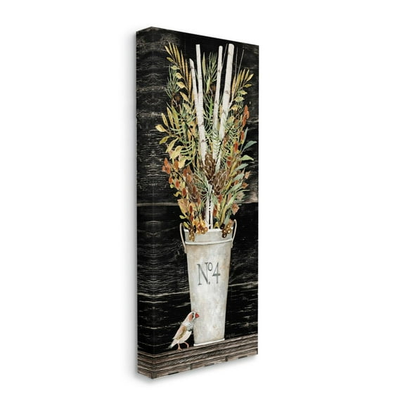 Stupell Industries Rustic Forest Greenery Bouquet with Bird Detail Canvas Wall Art Design by Cindy Jacobs, 20" x 48"