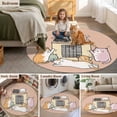 thumbnail image 6 of Pink Brown Cute Cat Round Area Rugs Collection 4', Cartoon Funny Heater Cats Non Slip Indoor Circular Throw Runner Rug Floor Mat Carpet for Living Room Dining Table Bedroom Nursery, 6 of 9
