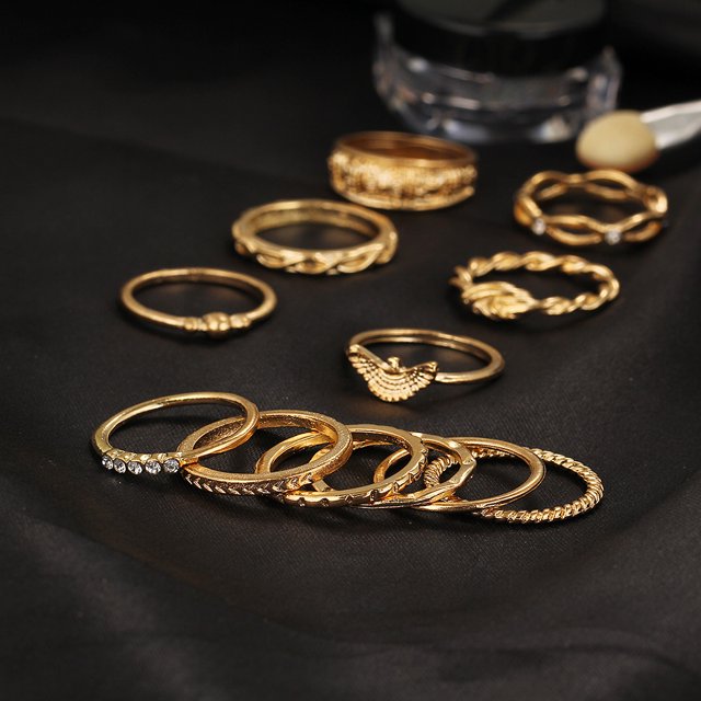 Juego de anillos para nudillos Anillo de diamantes vintage LingWen 1327534135978