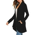 thumbnail image 5 of felwors  Long Sleeve Cardigan for Women Open Front Dressy Casual Fall Draped Lightweight Sweaters Cover Up Shrugs Black, S, 5 of 7