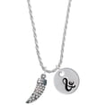 thumbnail image 1 of Delight Jewelry Black Nickeltone Large AB Crystal Sabre Tooth Silvertone Script Initial Disc - & - Charm Necklace, 20"+3", 1 of 4