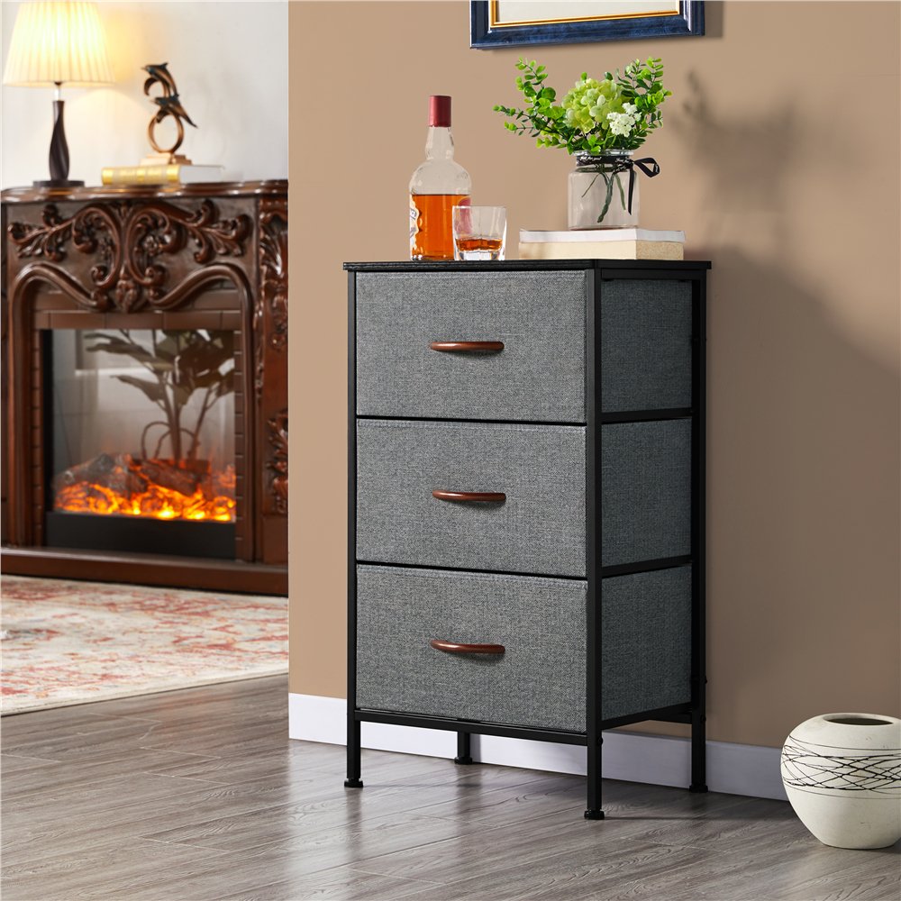 Easyfashion 30" Fabric Dresser Nightstand, Dark Gray
