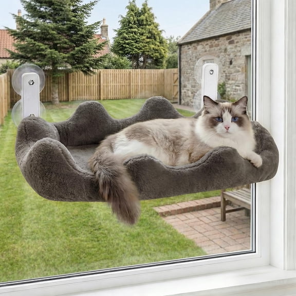 Gray Large(24'' x 12'') Cat Perch Foldable Cloud Shape Window Hammock