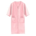 thumbnail image 4 of Abomasnow Women's Short Sleeve Zip Front Knit Nightgowns Full Length Cotton Robes Casual Loose Fit Housecoat Loungewear with Pockets, 4 of 4