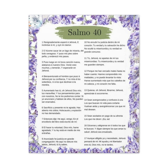 Salmo 40 Impresion De Arte Crist en la Pared Lista Para Colgar in Spanish Ready to Hang Bible Canvas Unframed