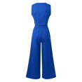 thumbnail image 5 of UJNDER Women's Two Piece Casual Outfits Button Sleeveless Vest Shirt Straight Wide Leg Trousers with Pockets Pant Suits for Women Blue M, 5 of 5