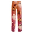 thumbnail image 5 of Womens Pj Pants Halloween Pumpkin Print Wide Leg Lounge Pants Elastic Waist Pjs, 5 of 6