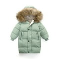 thumbnail image 2 of Otqutp Kids Boys Girls Middle and Large Children Winter Big Hairy Collar Long Sleeve Thickened Down Cotton Jacket Winter Outerwear(Green,18-24 Months), 2 of 4