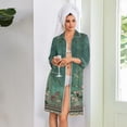 thumbnail image 5 of Zipper Robes for Women Lightweight 3/4 Sleeve Summer Bathrobes for Women Zip Up Front Knee Length Vintage Floral Print Trendy Sleepwear Nightgown with Pockets Green L, 5 of 8
