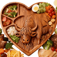thumbnail image 5 of Highland Cow Charcuterie Board, Highland Cow Wooden Charcuterie Board, Cute Food Platter, Natural Solid Wood with Compartments for Cheese, Meats, Fruit, Farm Themed Party (A), 5 of 10