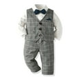 thumbnail image 2 of Odeerbi Baby Boys Clothes Toddler Outfit Newborn Clothes Autumn Winter Long Sleeve Suspender Trousers Set Sling Gentleman Clothes Formal Dress Suit Gray, 2 of 4