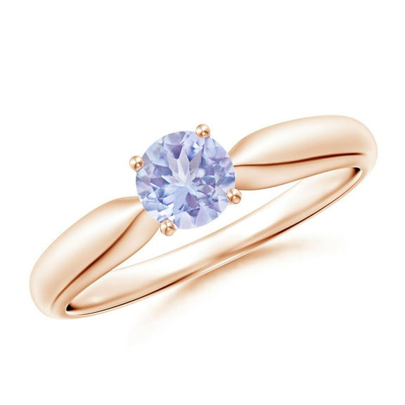 ANGARA Natural Solitaire Round Tanzanite Tapered Shank Ring in 14K Rose Gold for Women (Size-5mm) | December Birthstone, Birthday, Anniversary, Jewelry Gift for Women | Natural Tanzanite Ring