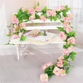 thumbnail image 2 of Flower Garland Artificial Rose Vine Flowers with Green Leaves Hanging Fake Roses Vine for Room Party Home Wedding Birthday Christmas Wall Arch Decor, 90.55 Inch, Pink, 2 of 6