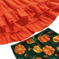 thumbnail image 4 of Kids Tracksuit Flared Sleeve Blouse + Pumpkin Print Pants + Hairband Set, 4 of 9