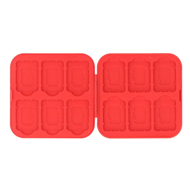 Game Card Holder, 12 in 1 Lightweight PC Shell Silicon Slots Large Capacity Protective Game Card Case for SDHC Red
