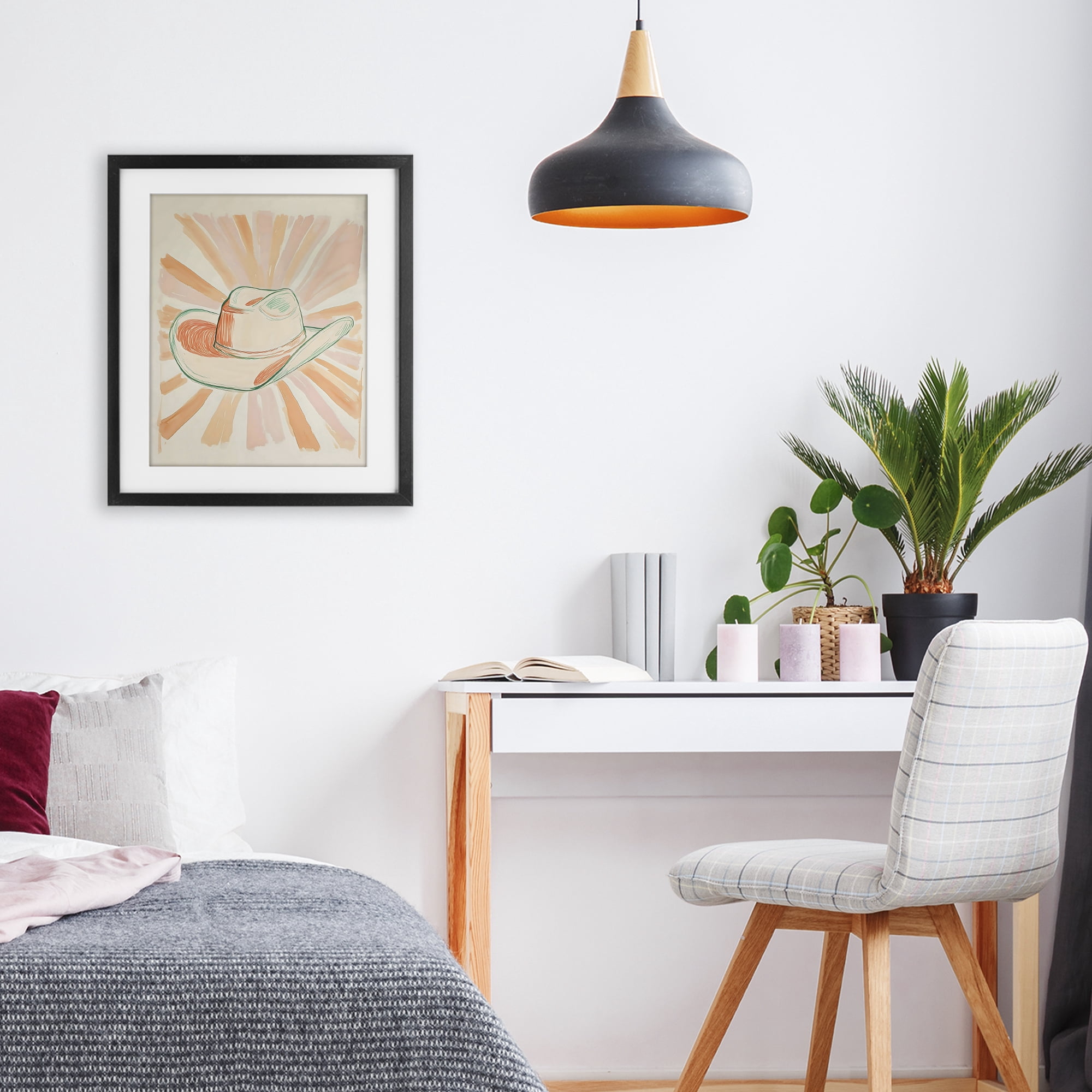 Stupell Industries Sunburst & Cowboy Hat Black Framed Print Under Glass, design by The Prints Vibe