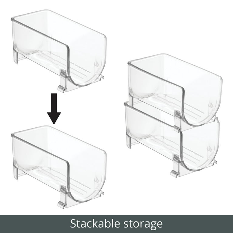 mDesign Water Bottle Holder Storage Organizer Rack, Stackable, 4 Pack - Clear