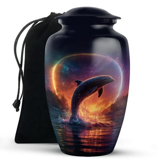 KARYLIZ Dolphin Urn - Purple Night Funeral Urns for Ashes Adult Men - Cremation For Male & Female - Funeral Burial Urns for Mom & Dad
