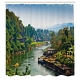 thumbnail image 3 of Ambesonne Colorful Shower Curtain, Tropic Thai Village, 69"Wx84"L, Forest Green Turquoise, 3 of 5