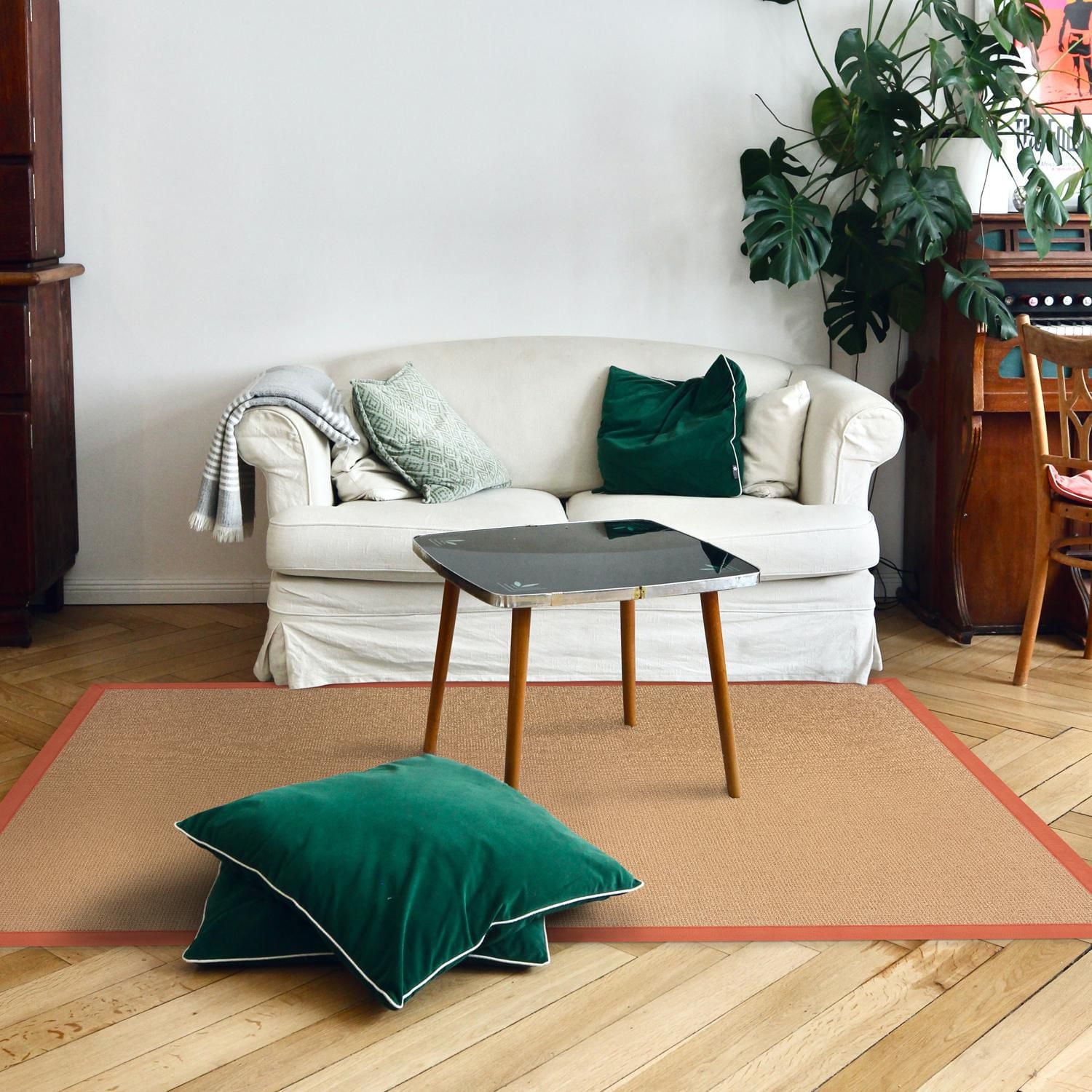 Tapis d'appoint Athena liège et orange brûlé 4 pi x 6 pi