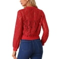 thumbnail image 3 of Chaquetas de encaje INSPIRE CHIC para el Día de San Valentín con cuello alto, cierre de cremallera y diseño de malla transparente L Rojo, 3 of 6