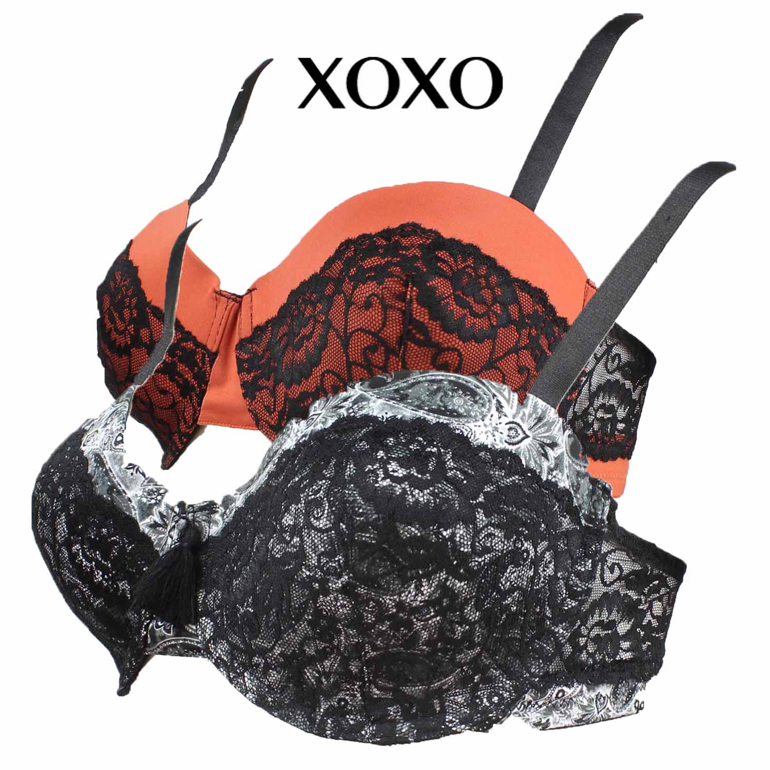 XOXO Intimates 2 Pack Multiway Bra (Black/Pumpkin, 40C)