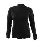 Karen Scott Women's Petite Cable-Knit Crewneck Sweater (PS, Luxsoft Black)