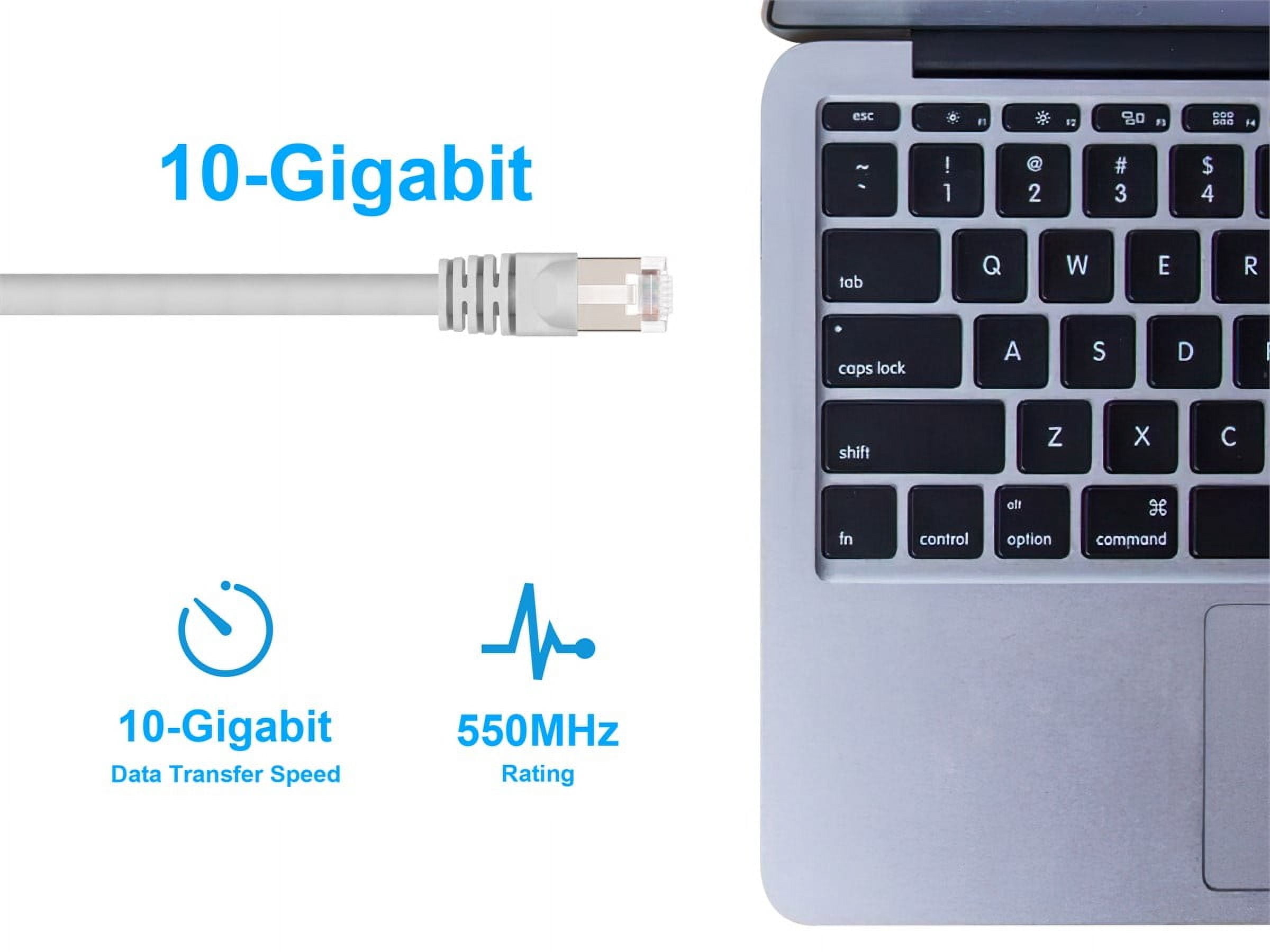 Monoprice Cat6A Ethernet Patch Cable - 100 Feet - White | Network Internet Cord - RJ45, 550Mhz, STP, Pure Bare Copper Wire, 10G, 26AWG